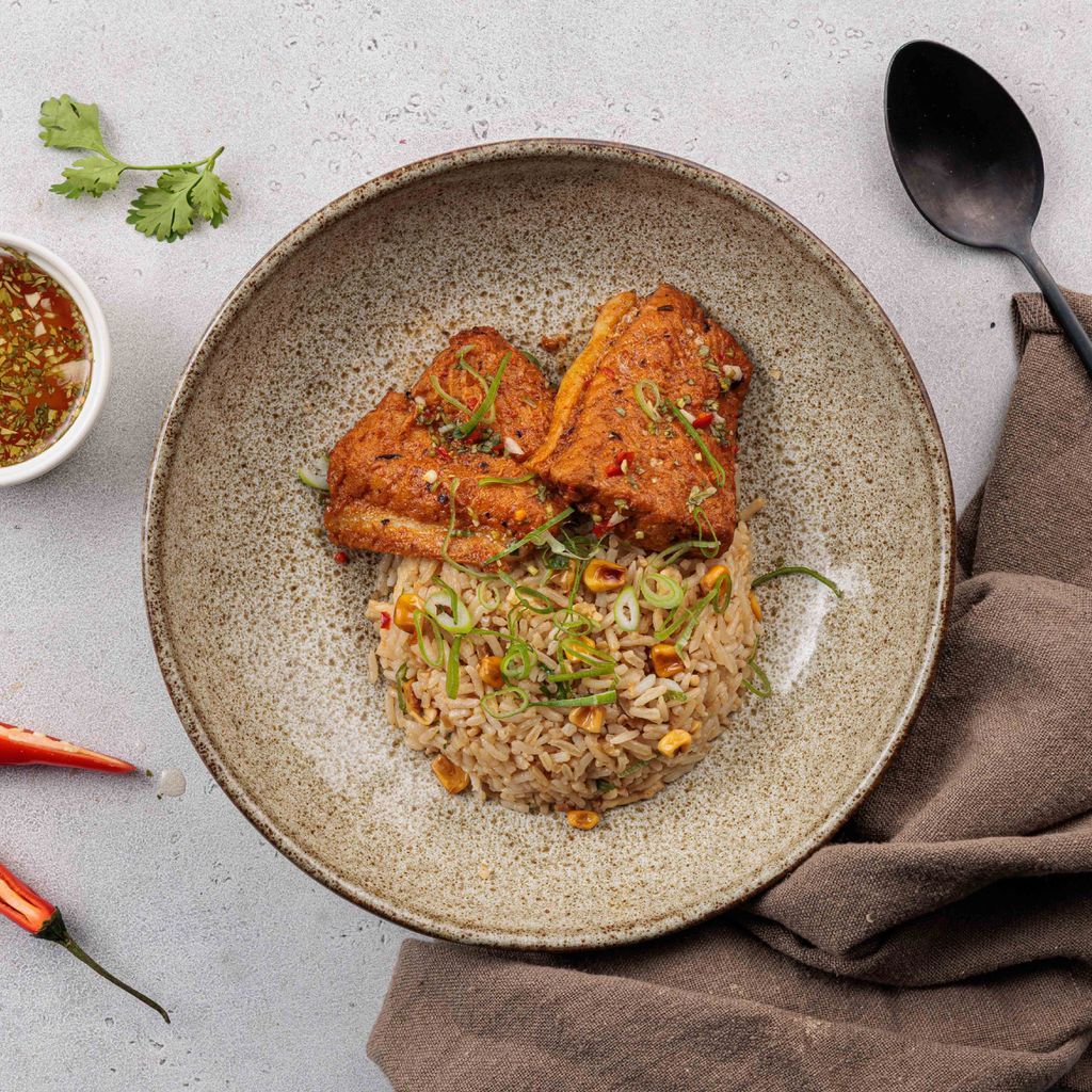 Roast Fish with Fried Rice