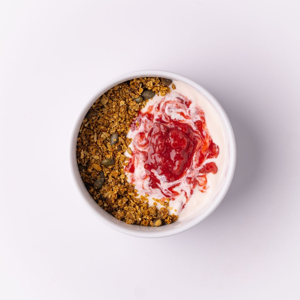 Strawberry Yoghurt with Chocolate Granola