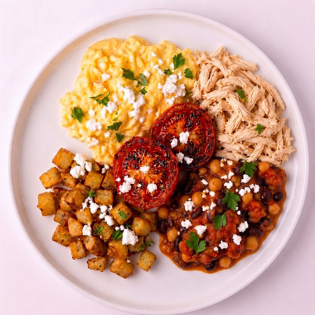 Smokey Beans and Scrambled Eggs with Chicken