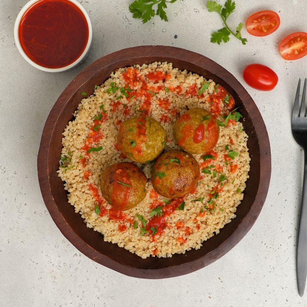 Tofu Harissa Koftes with Cumin Lime Quinoa