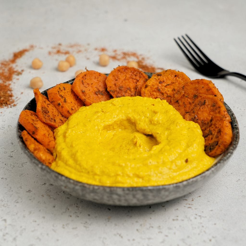 Ginger and Turmeric Hummus with Sweet Potato