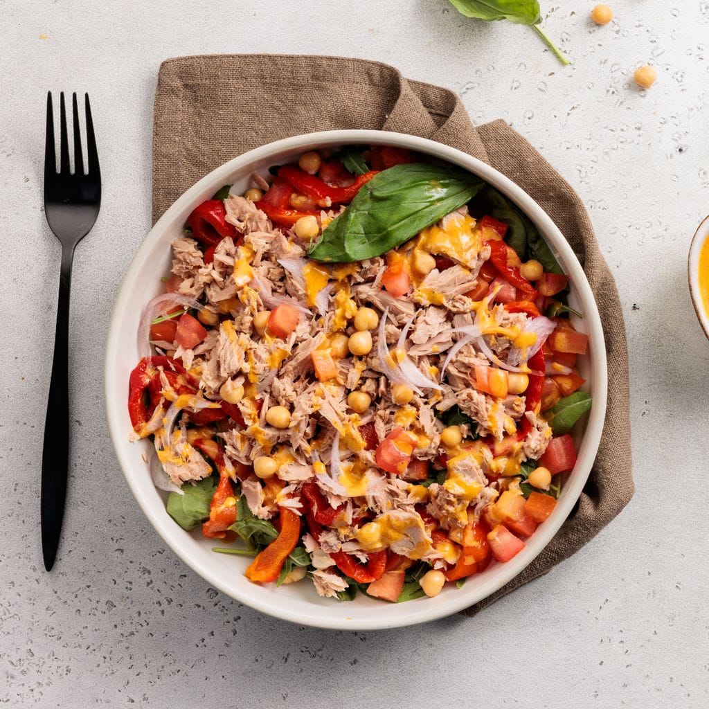 Tuna and Chickpea Salad with Roasted Red Peppers