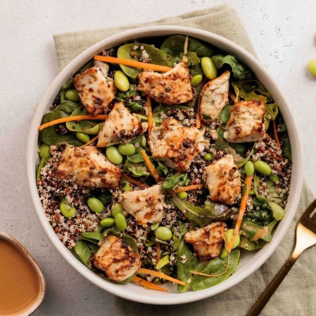 Peanut Chicken Edamame Salad High Protein