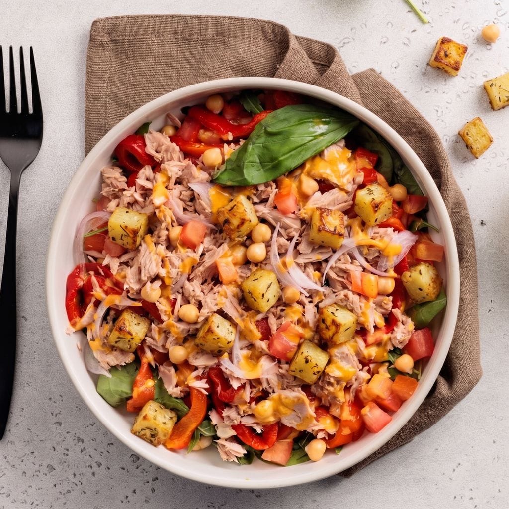 Tuna and Chickpea Salad with Roasted Red Peppers