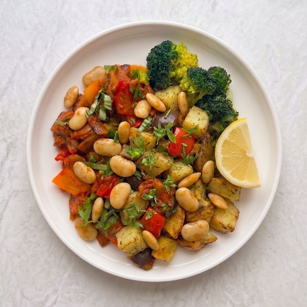 Aubergine Caponata with Butterbeans