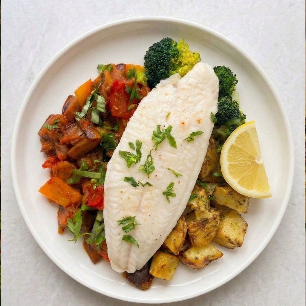 كابوناتا الباذنجان مع فيليه الباسا