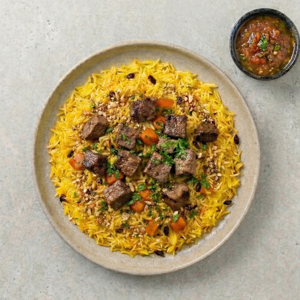 Saffron Rice with Braised Beef