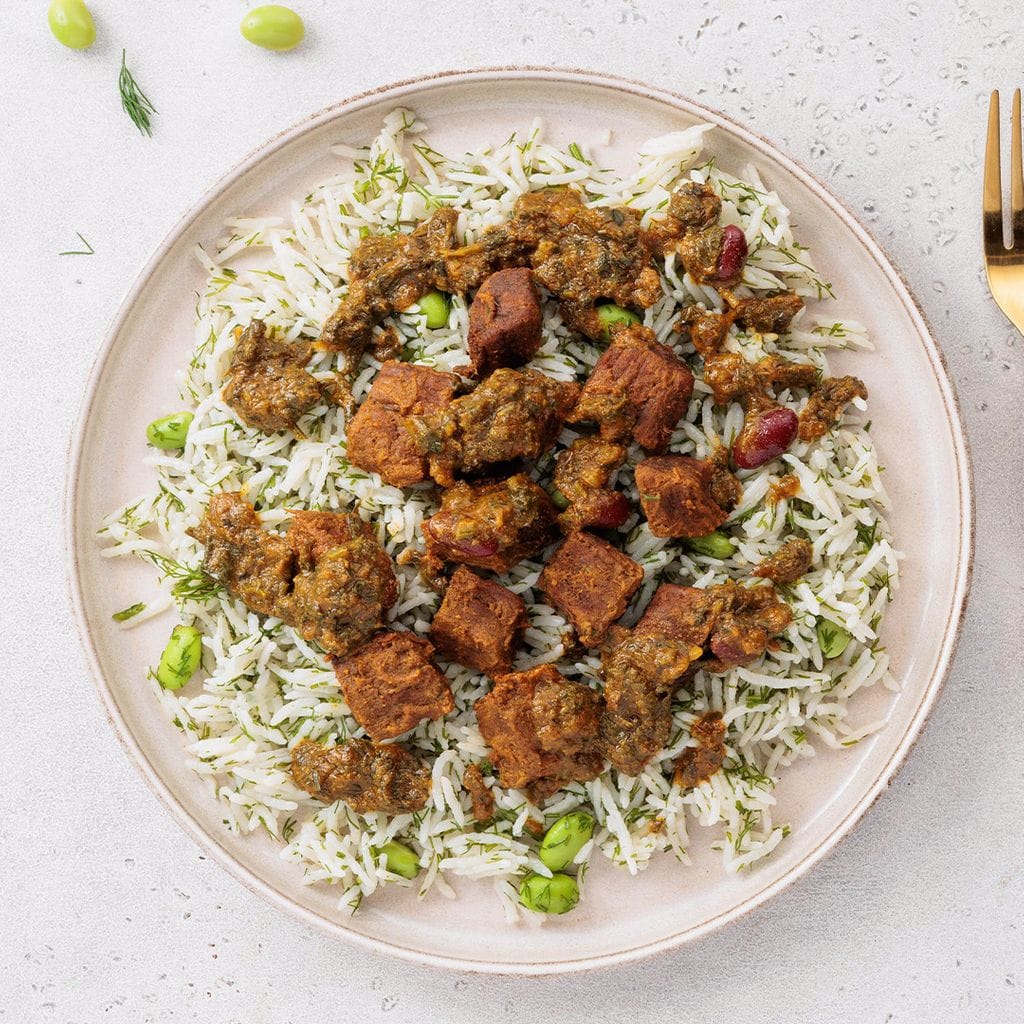 Ghormeh Sabzi with Bagli Polo