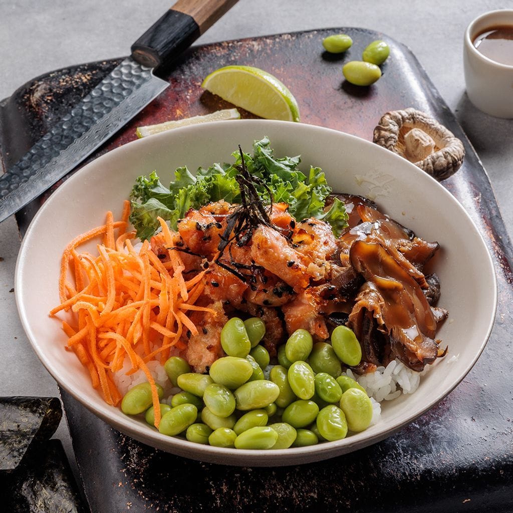 Crusted Salmon and Rice Bowl