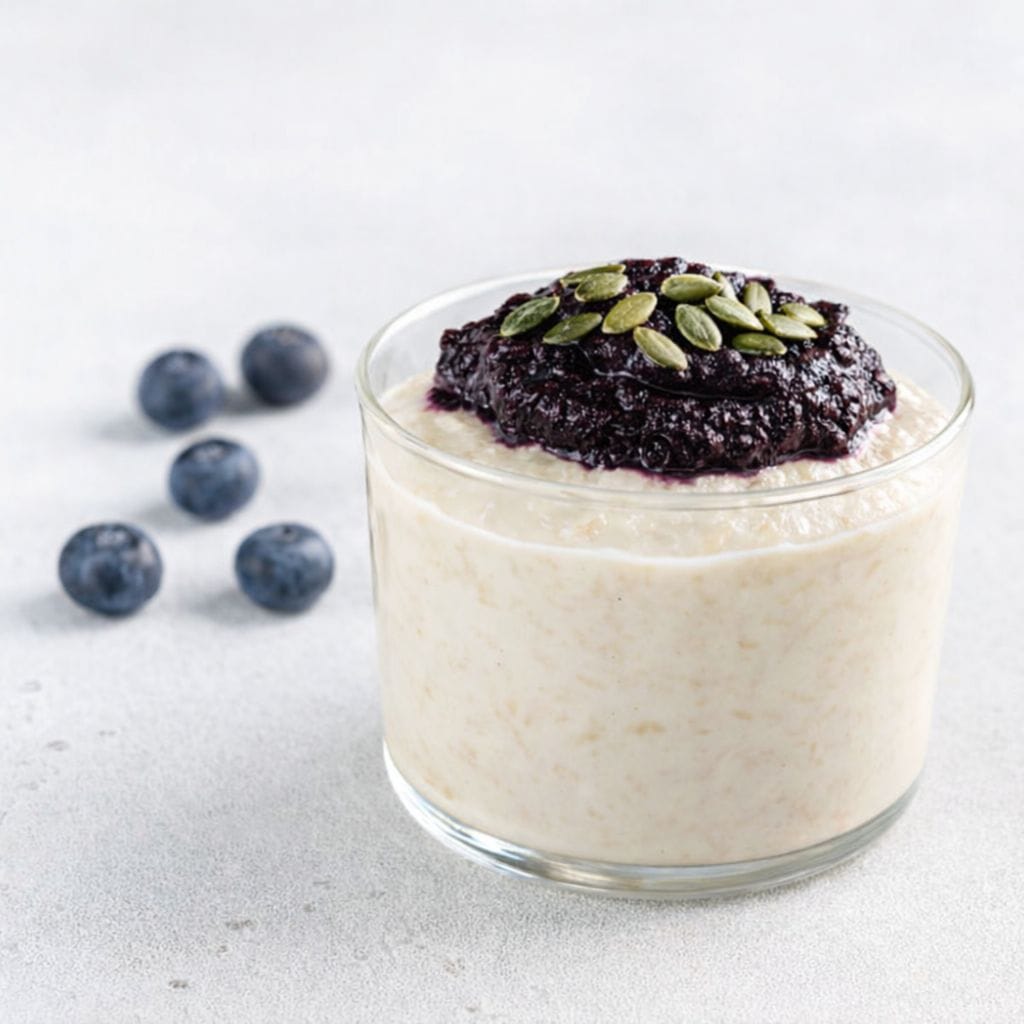 Creamy Porridge with Blueberry Compote