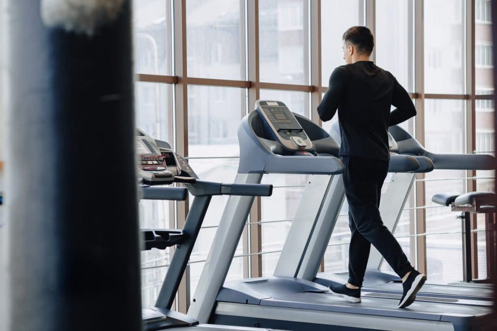 walking on treadmill