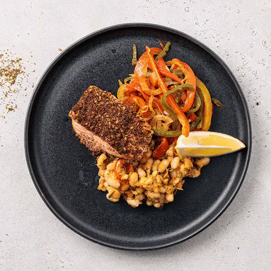 Zaatar Salmon White Bean