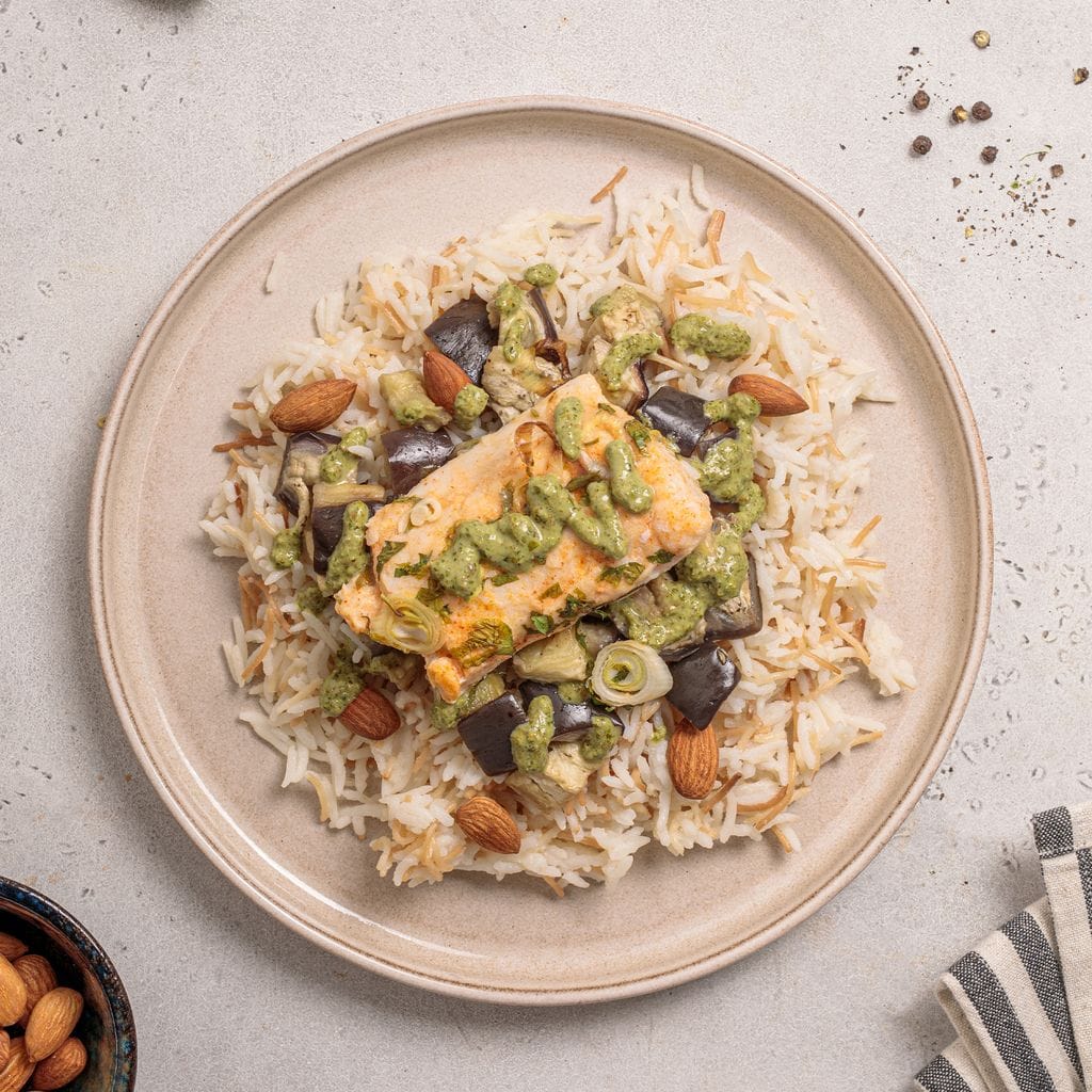 السمك بالزعتر والأرز