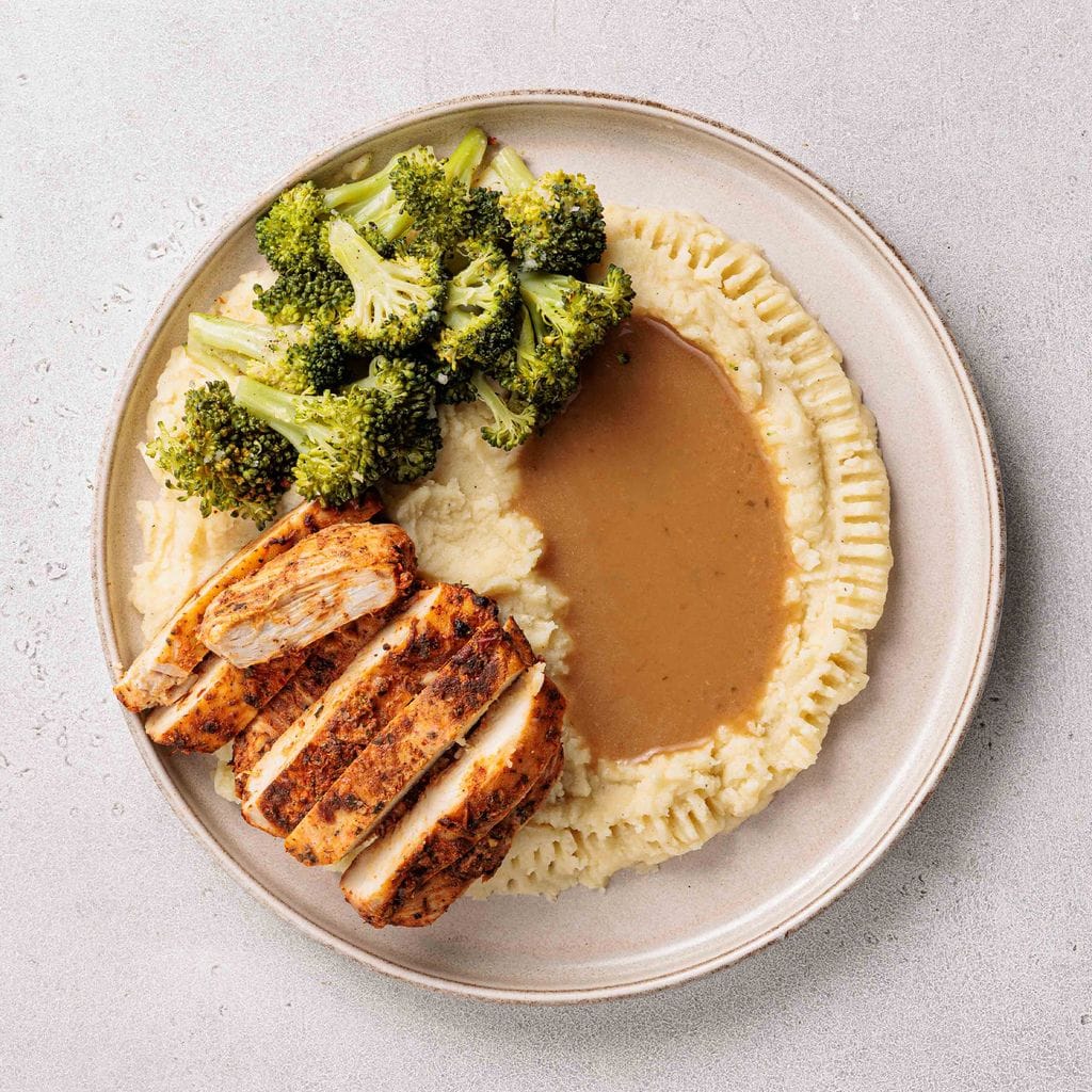 Roasted Chicken with Broccoli and Mash