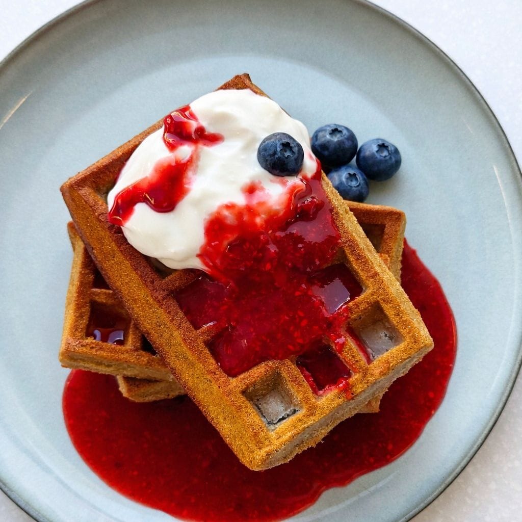 Vanilla Waffles with Fresh Blueberries