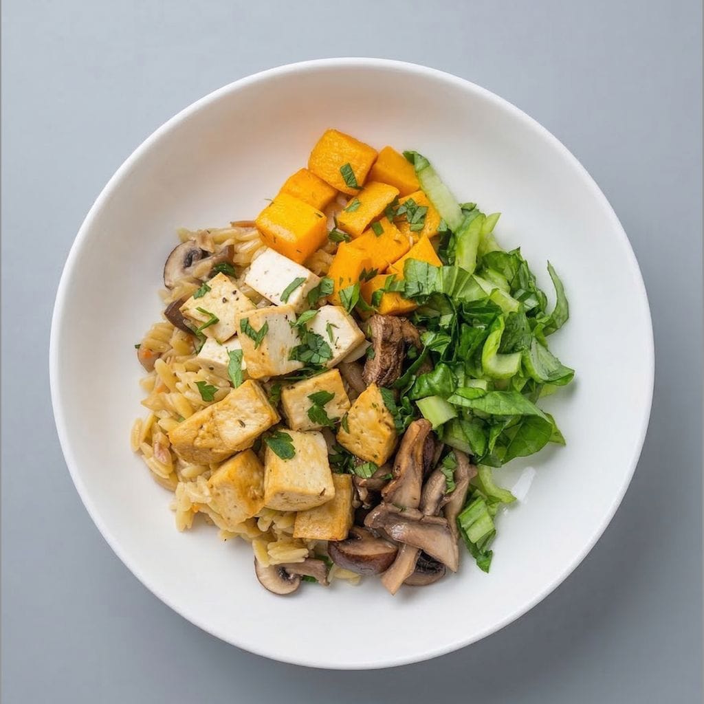 Tofu and Mushroom Orzotto