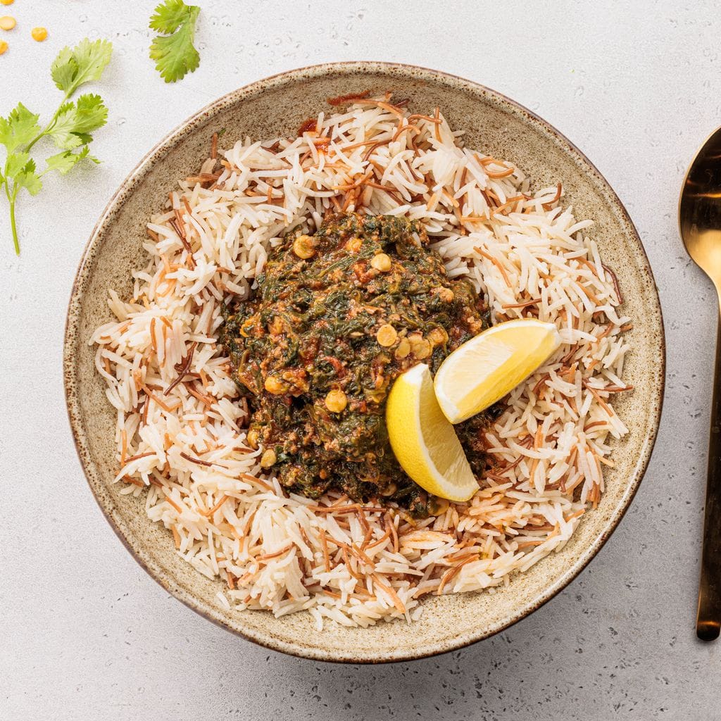 السبانخ والعدس بالطريقة الهندية