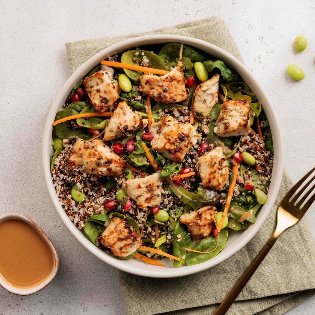 Peanut Chicken Edamame Salad High Protein