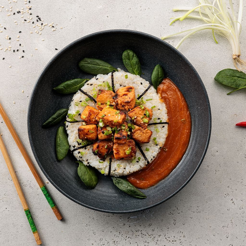 Spicy Salmon Bowl with Sushi Rice