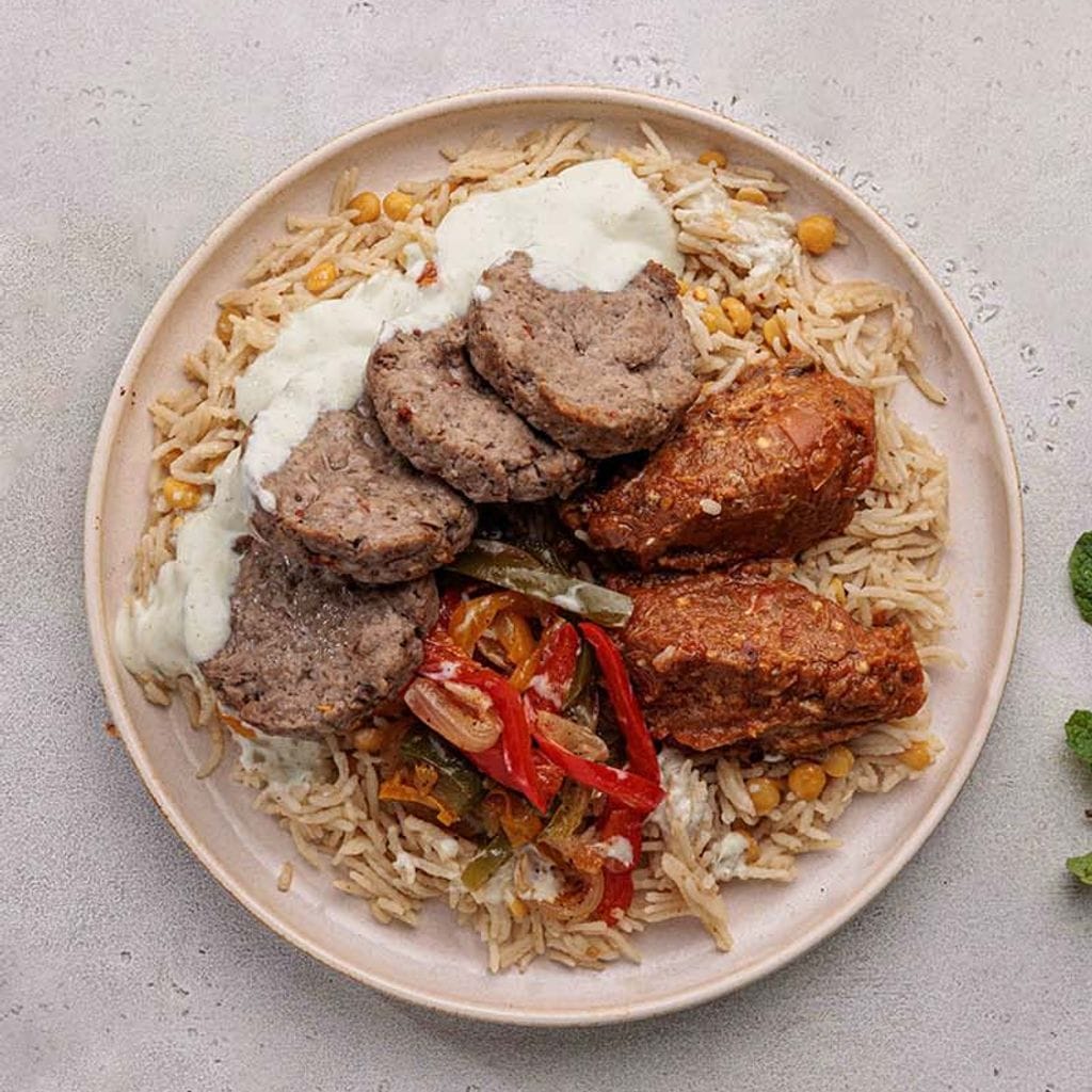 كفتة مع الباذنجان والأرز