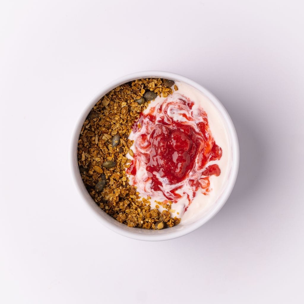 Strawberry Yoghurt with Chocolate Granola